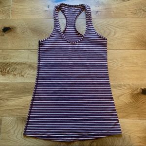 Lululemon racerback tank. Stripe White and Burgundy. Size 6.